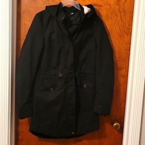 Black hooded coat